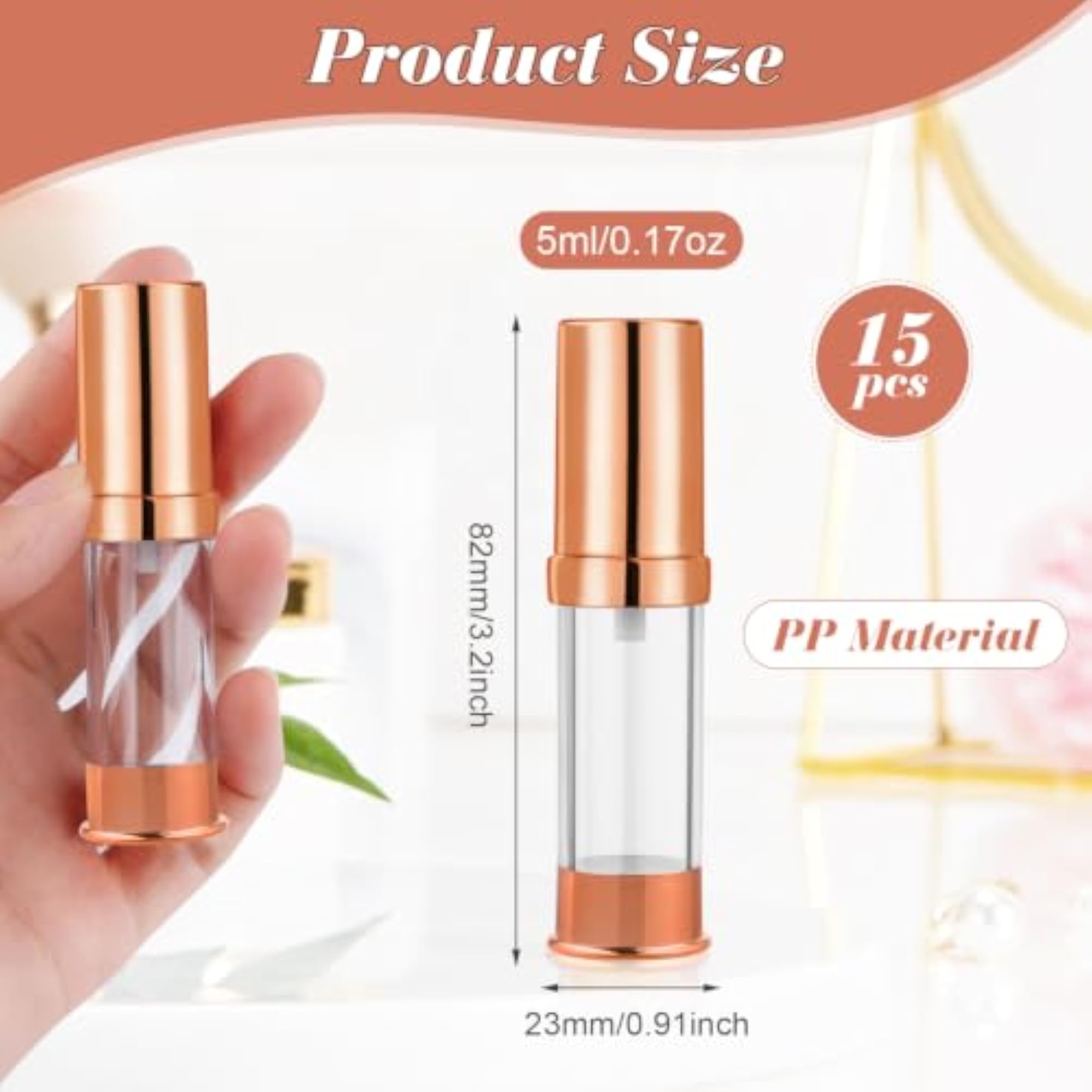 15Pcs Clear Plastic Lotion Airless Pump Bottles